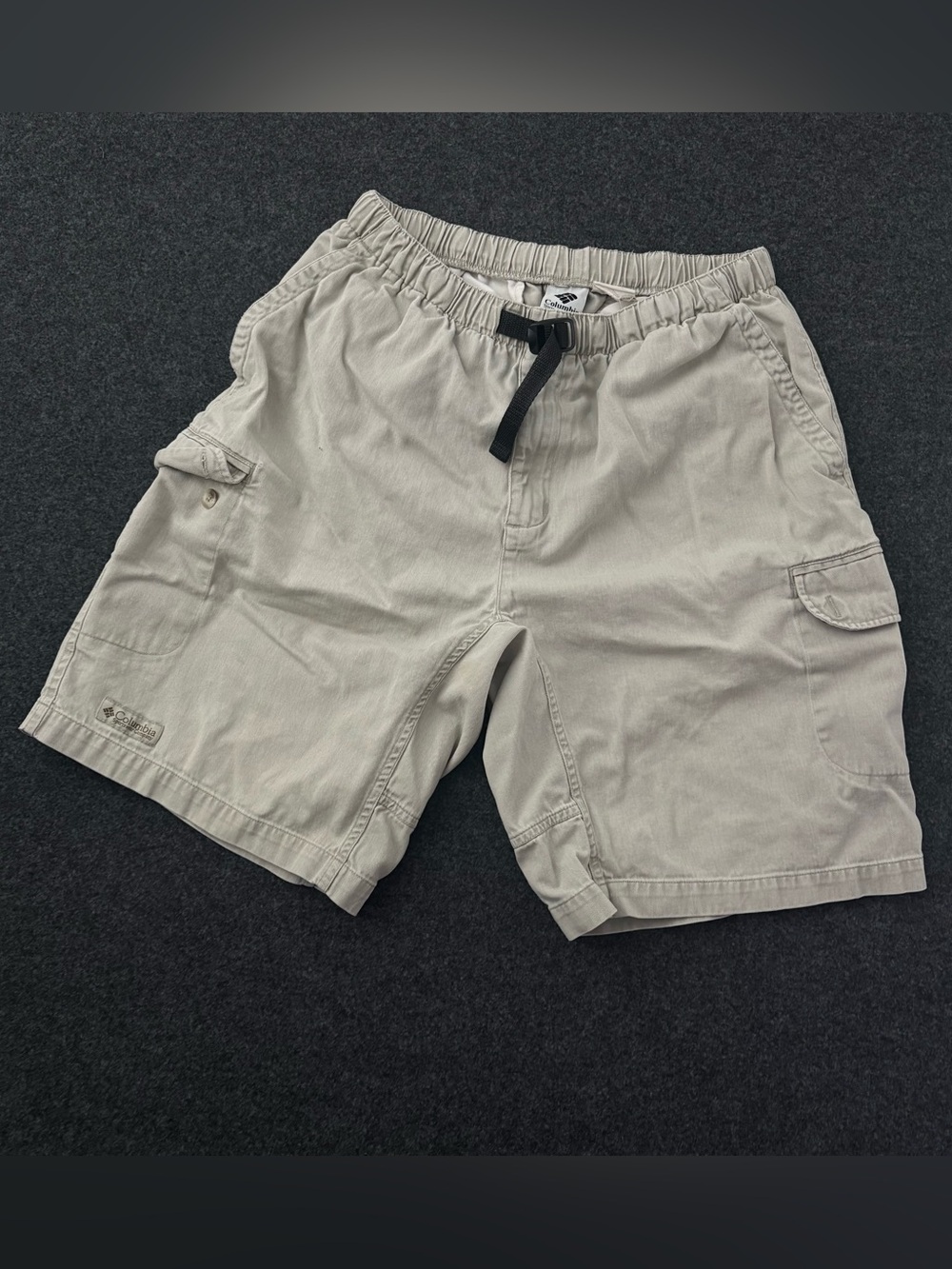 Vtg Columbia Sportswear Men’s M Belted Canvas Shorts  Khaki 90s Hiking Gorpcore
